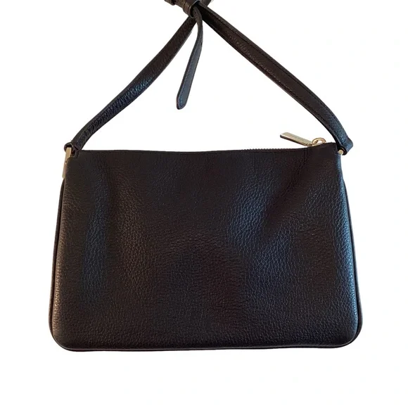 Kate Spade Purse Leila Triple Gusset Crossbody Black Pebbled Leather Medium Bag - Picture 11 of 13